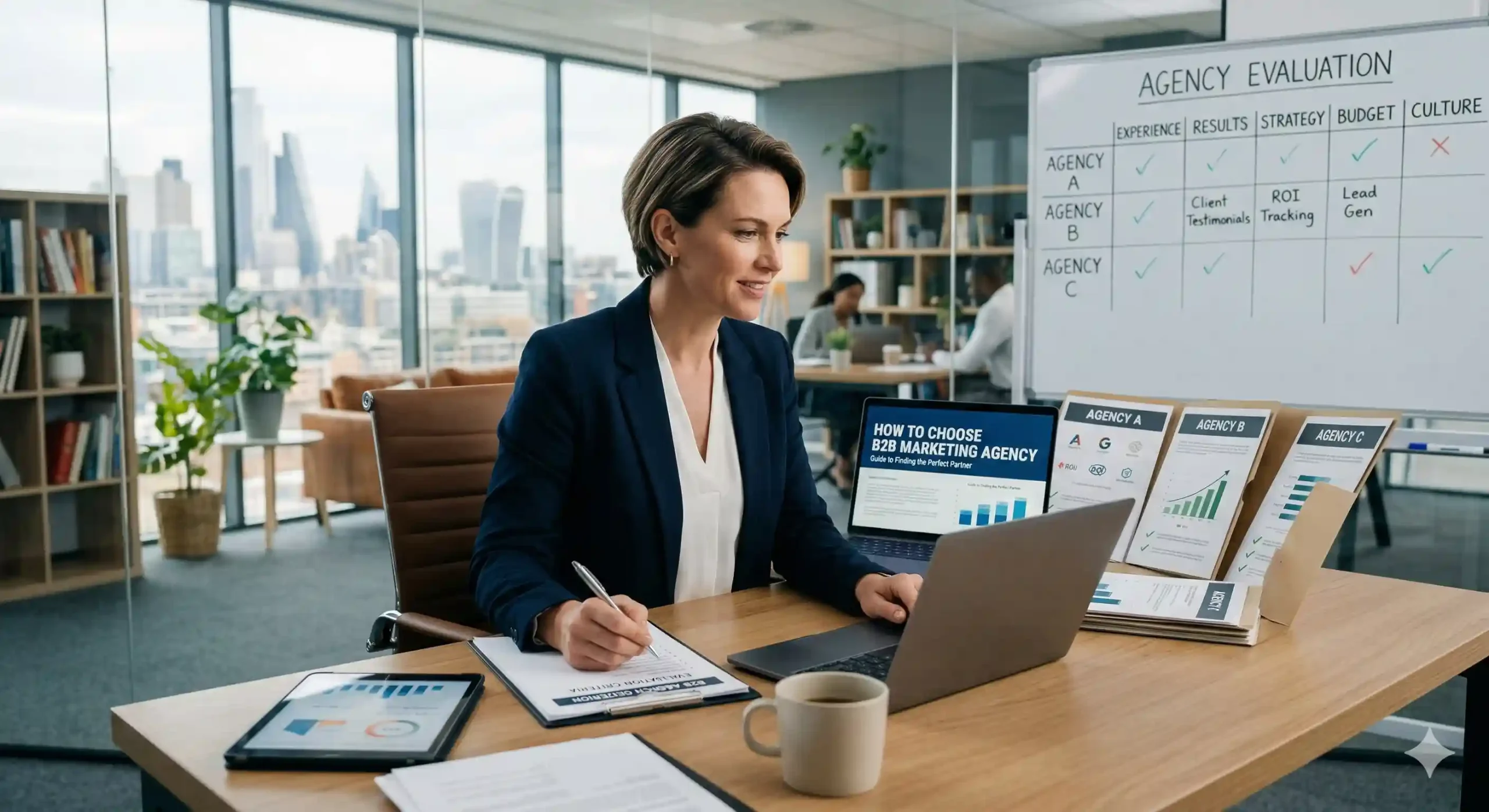 Professional woman working in B2B marketing agency